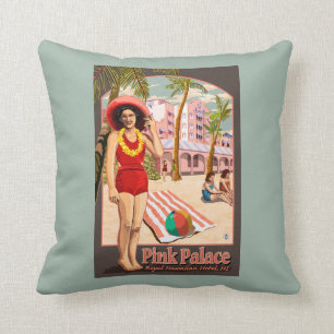 Royal Hawaiian Hotel in Hawaii Throw Pillow