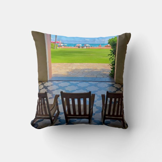 Royal Hawaiian Hotel Throw Pillow (Front)