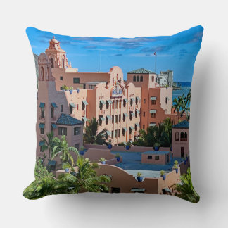 Royal Hawaiian Hotel Waikiki Throw Pillow