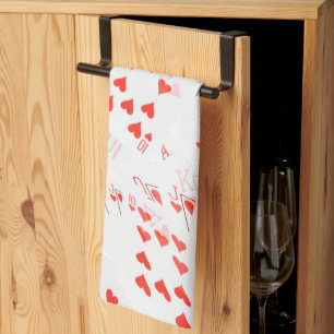 Royal Heart Flush Poker Cards, Kitchen Towel