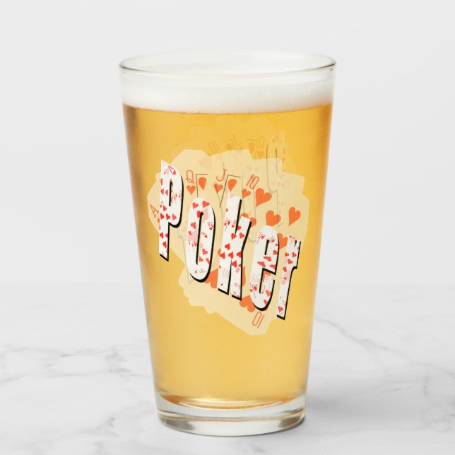 Royal Heart Flush Poker Logo, Glass (Front Filled)