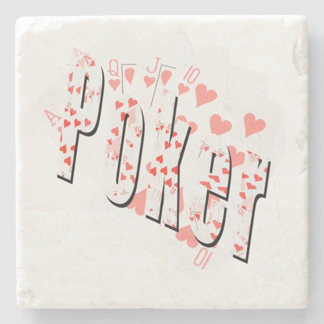Royal Heart Flush Poker Logo, Stone Coaster (Front)