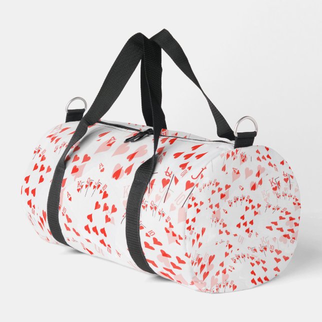 Royal Heart Flush Scattered, Duffle Bag (Left Corner)