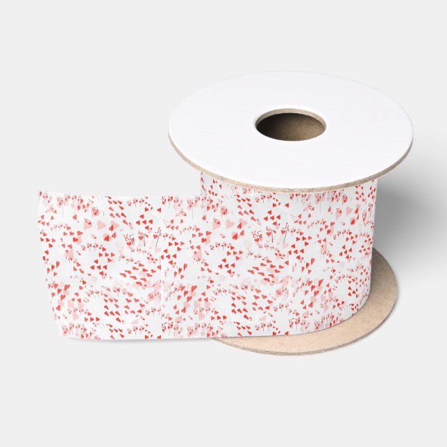Royal Hearts Flush Pattern, Satin Ribbon (Spool)