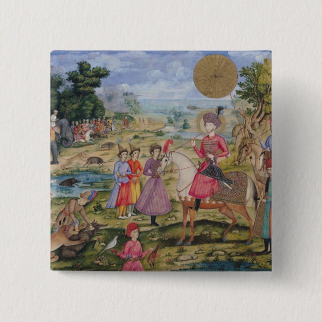 Royal Hunt, from Isfahan, Iran 2 Inch Square Button (Front)