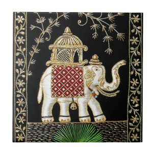 ROYAL INDIAN ELEPHANT  RIDE ZARI ART TILE