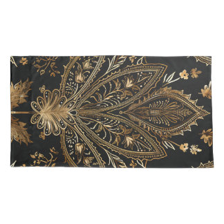 Royal Indian Luxury Black & Gold Pillowcase