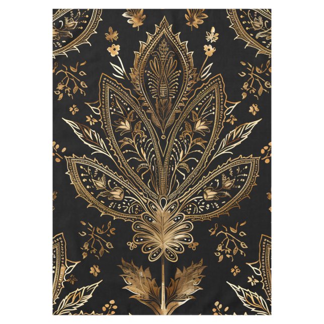 Royal Indian Luxury Black & Gold Tablecloth (Front)