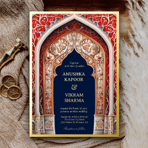Royal Indian Palace Red Arch Blue Wedding Gold