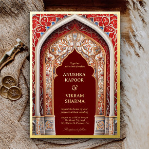 Royal Indian Palace Red Arch Maroon Wedding Gold