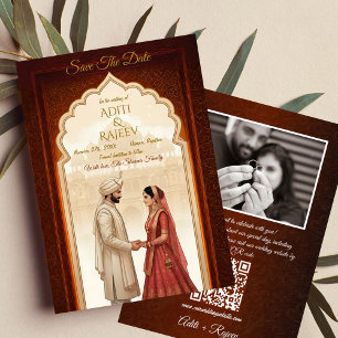 Royal Indian Palace Wedding Save The Date QR Code Invitation