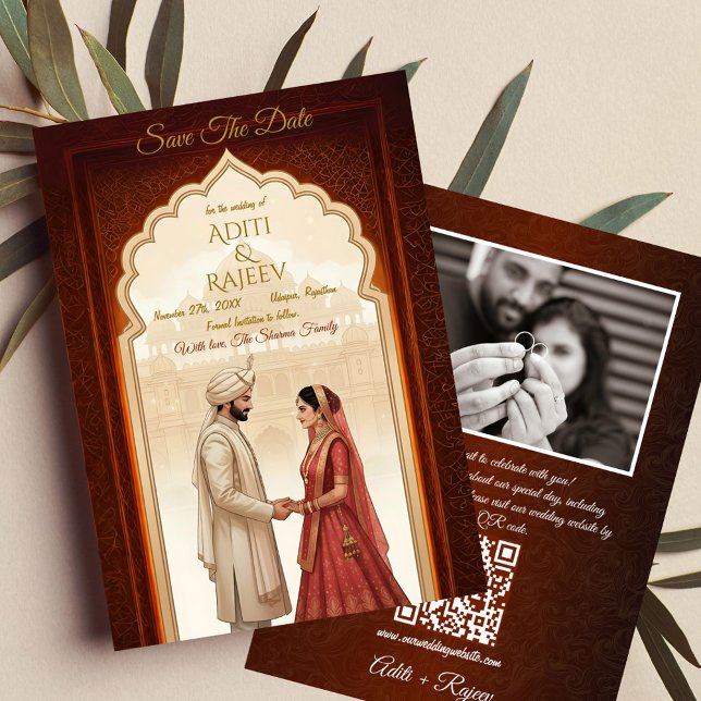 Royal Indian Palace Wedding Save The Date QR Code Invitation (Royal Indian Wedding Save The Date)