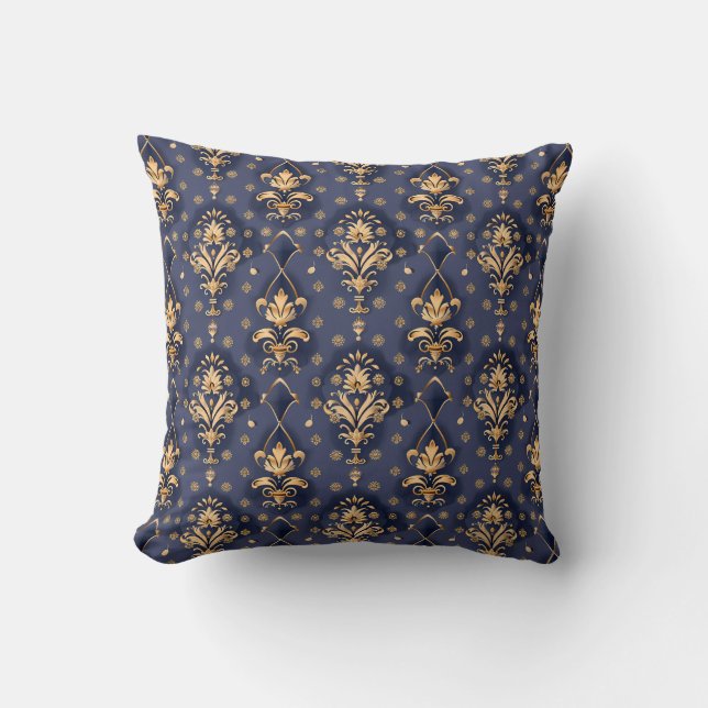 Royal Indigo Baroque Princesscore Throw Pillow (Front)