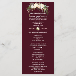 Royal Ivory Floral Burgundy Wedding Program