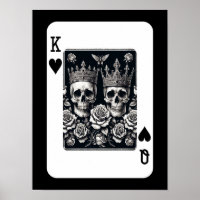 Royal King & Queen of Hearts Skulls & Roses