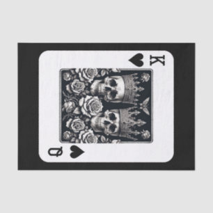 Royal King & Queen of Hearts Skulls & Roses Tissue Paper