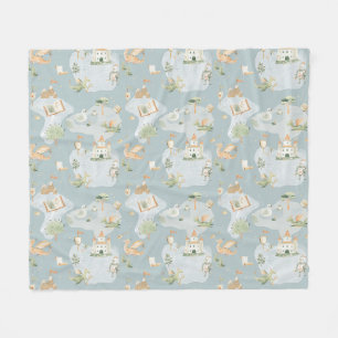 Royal Kingdom castle Dragon Blue map Fleece Blanket