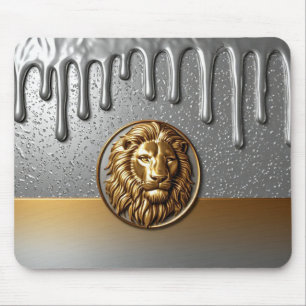 Royal Lion Crest With Gold Metal Texture 🦁 Mouse Pad