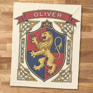 Royal Lion Rampant Celtic Knotwork Fleece Blanket