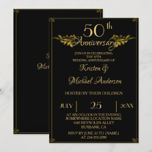 Royal Luxury Classic black gold 50th Anniversary Invitation