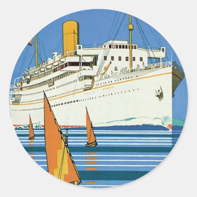 Royal Mail "Atlantis Cruises" Classic Round Sticker (Front)