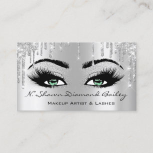 Royal Makeup Artist Lashes Rose Drip Green Grey Business Card