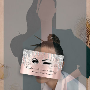 Royal Makeup Artist Lashes Rose Drip Silver Grey Business Card