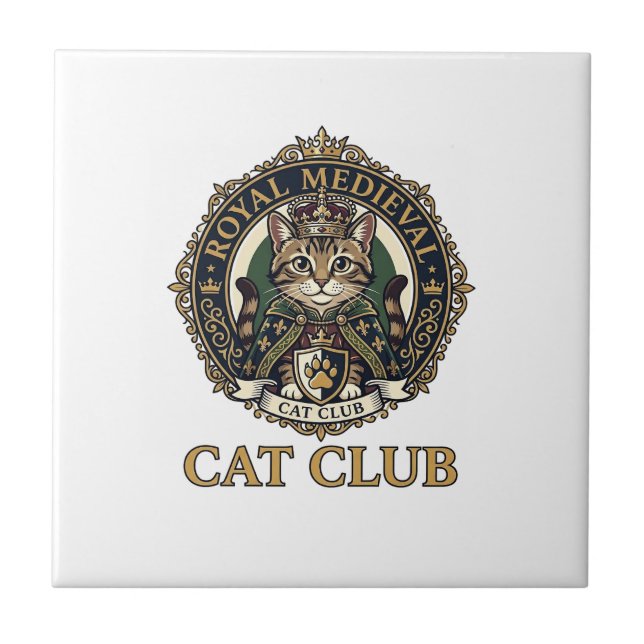 Royal Medieval Cat Cat Dad Gift Idea - Royal Medie Tile (Front)
