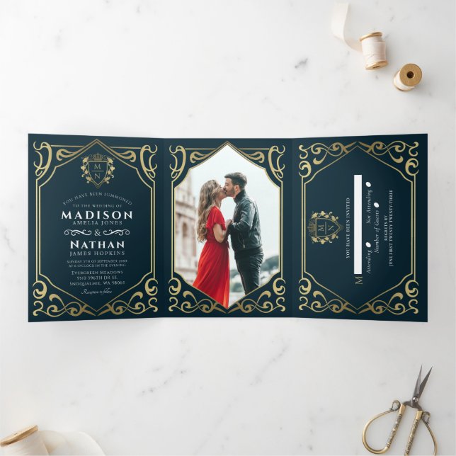 Royal Medieval Fantasy Monogram Wedding Invitation (Inside)