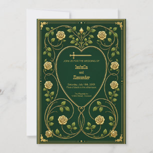 Royal Medieval Hearts & Sword Wedding Invitation