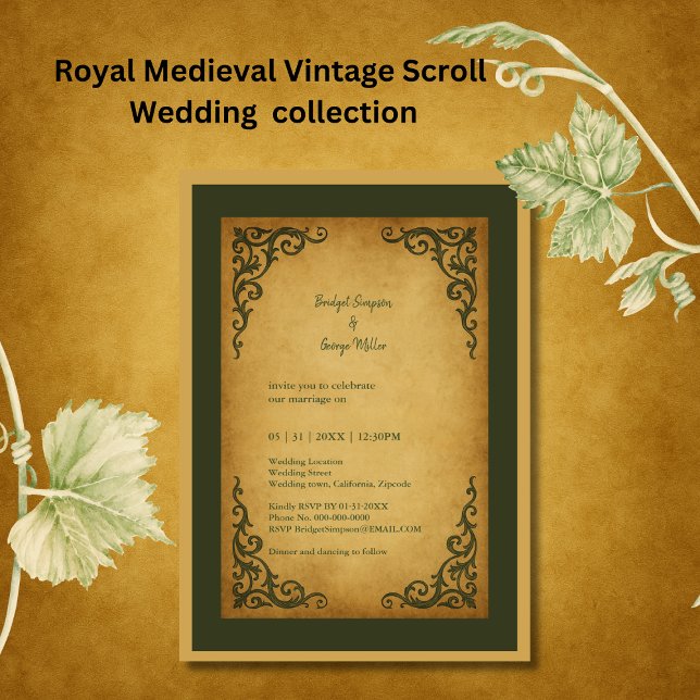 Royal Medieval Vintage Scroll Wedding Invitation (Creator Uploaded)