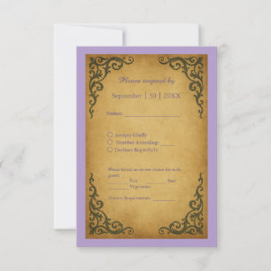 Royal Medieval Vintage Scroll Wedding RSVP Card