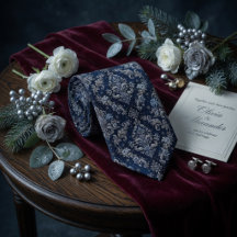Royal Midnight Damask Snow Elegance