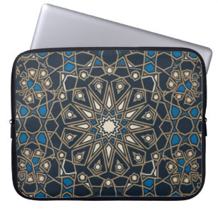 Royal Midnight & Gold Geometric Mosaic Laptop Sleeve