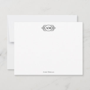 Royal Monogram Crest Classic Black Personalized Card