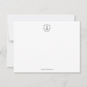 Royal Monogram Crest Classic Black Personalized Card
