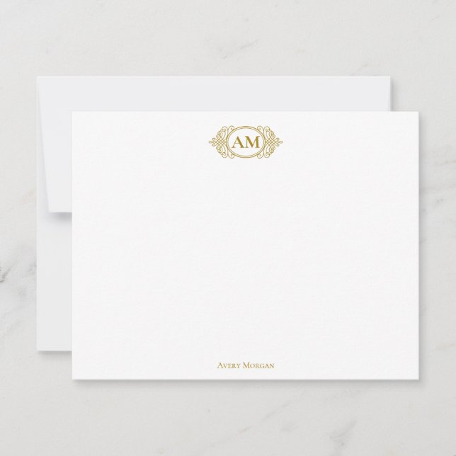 Royal Monogram Crest Luxury Gold Personalized Card (Front)