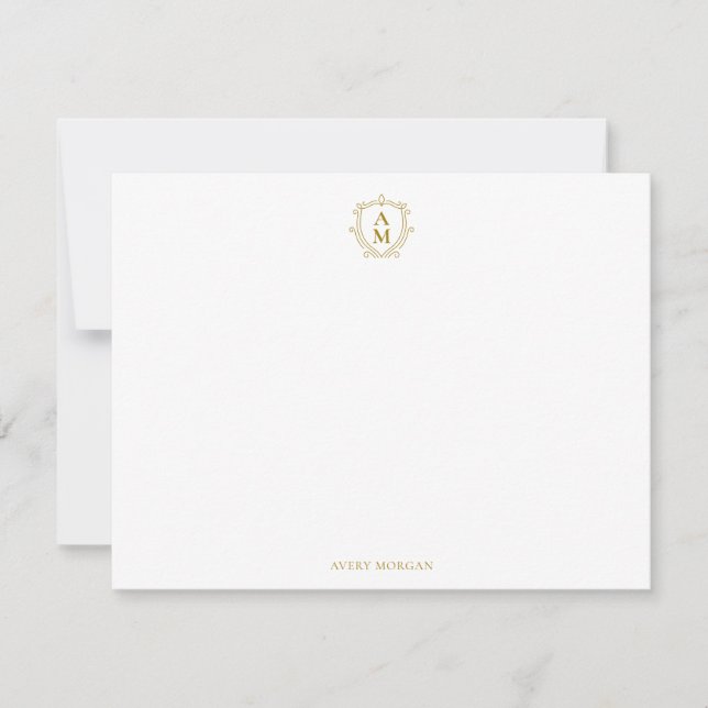 Royal Monogram Crest Luxury Gold Personalized Card (Front)