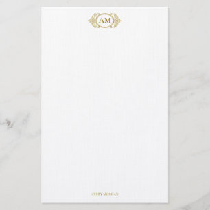 Royal Monogram Crest Luxury Gold Personalized Stationery