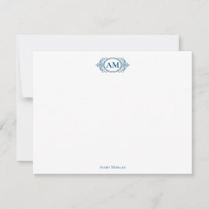 Royal Monogram Crest Navy Blue Personalized Card