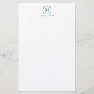 Royal Monogram Crest Navy Blue Personalized Stationery