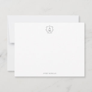 Royal Monogram Crest Smokey Grey Personalized Card