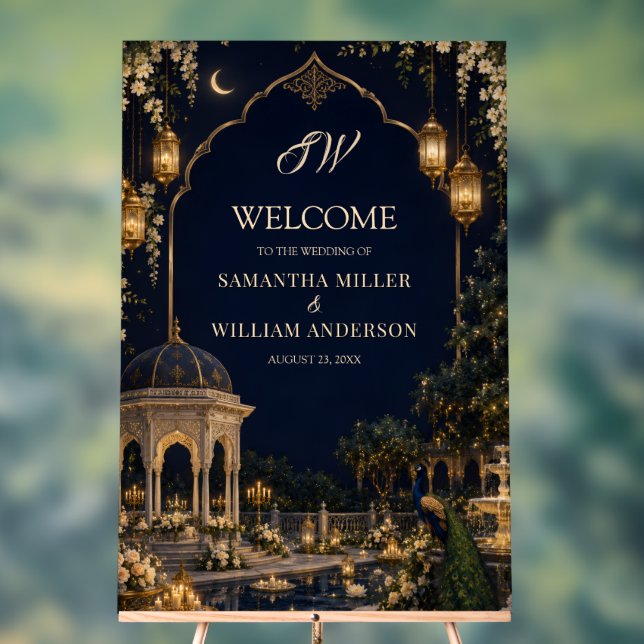 Royal Mughal Wedding Welcome  Acrylic Sign (Neutral)