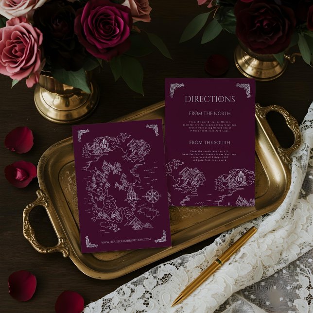Royal Muse Imaginaire médiéval Vieux Monde Carte M (Royal Muse Medieval Fantasy Old World Map Wedding Enclosure Card)
