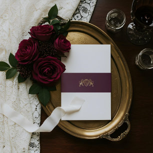 Royal Muse Medieval Fantasy Lion Emblem Wedding Invitation Belly Band