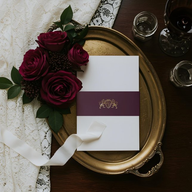 Royal Muse Medieval Fantasy Lion Emblem Wedding Invitation Belly Band (Royal Muse Medieval Fantasy Lion Emblem Wedding Invitation Belly Band)