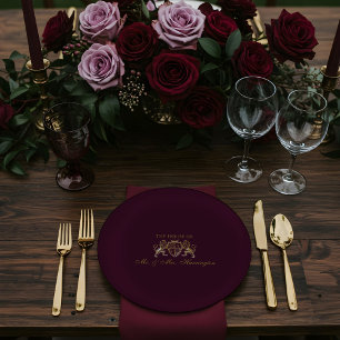 Royal Muse Medieval Fantasy Lion Emblem Wedding Paper Plate