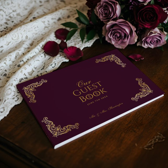 Royal Muse Medieval Fantasy Plum Floral Wedding Guest Book (Royal Muse Medieval Fantasy Plum Floral Wedding Guest Book)