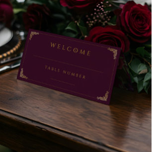 Royal Muse Medieval Fantasy Plum Floral Wedding Place Card