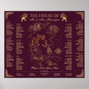 Royal Muse Medieval Fantasy Wedding Map 13 Seating Poster